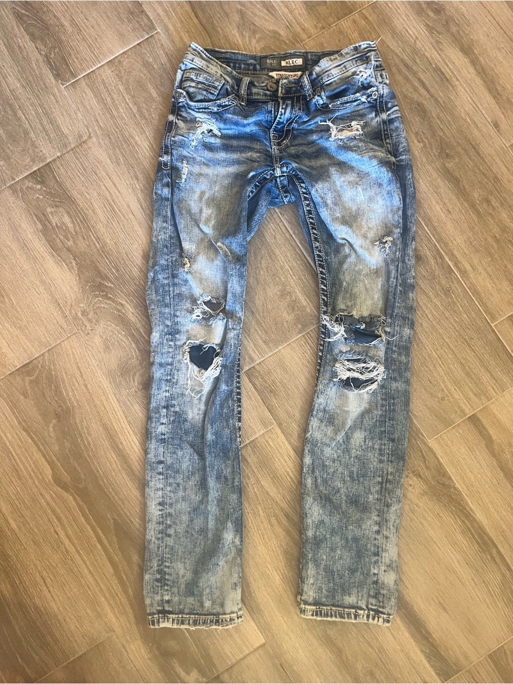 BKE Men's Light Blue Distressed Skinny Jeans